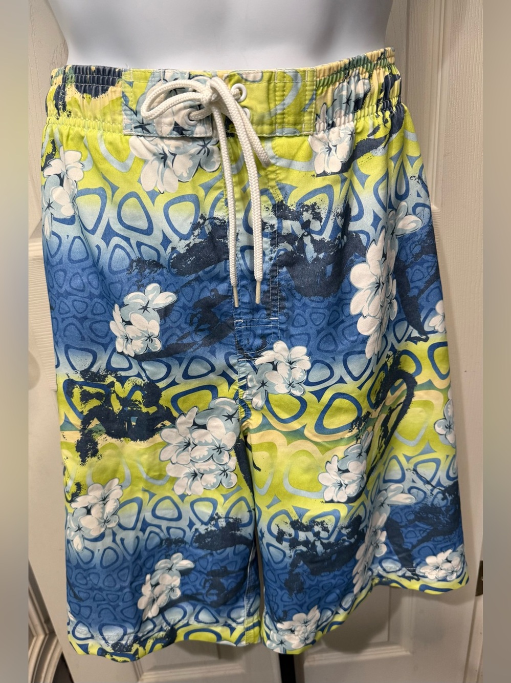 urban pipeline Blue Lime Floral Print Swim Trunks